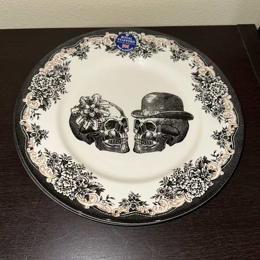 New Royal Stafford Skull couple ceramic plate set
